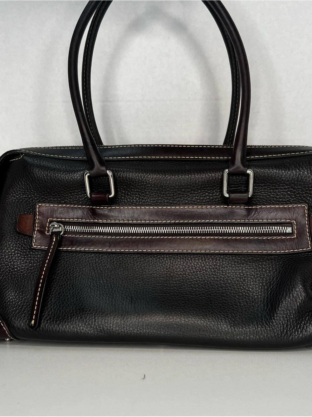 Dooney & Bourke Florentine Leather Front Pocket Satchel – T’Moro Brown – Medium